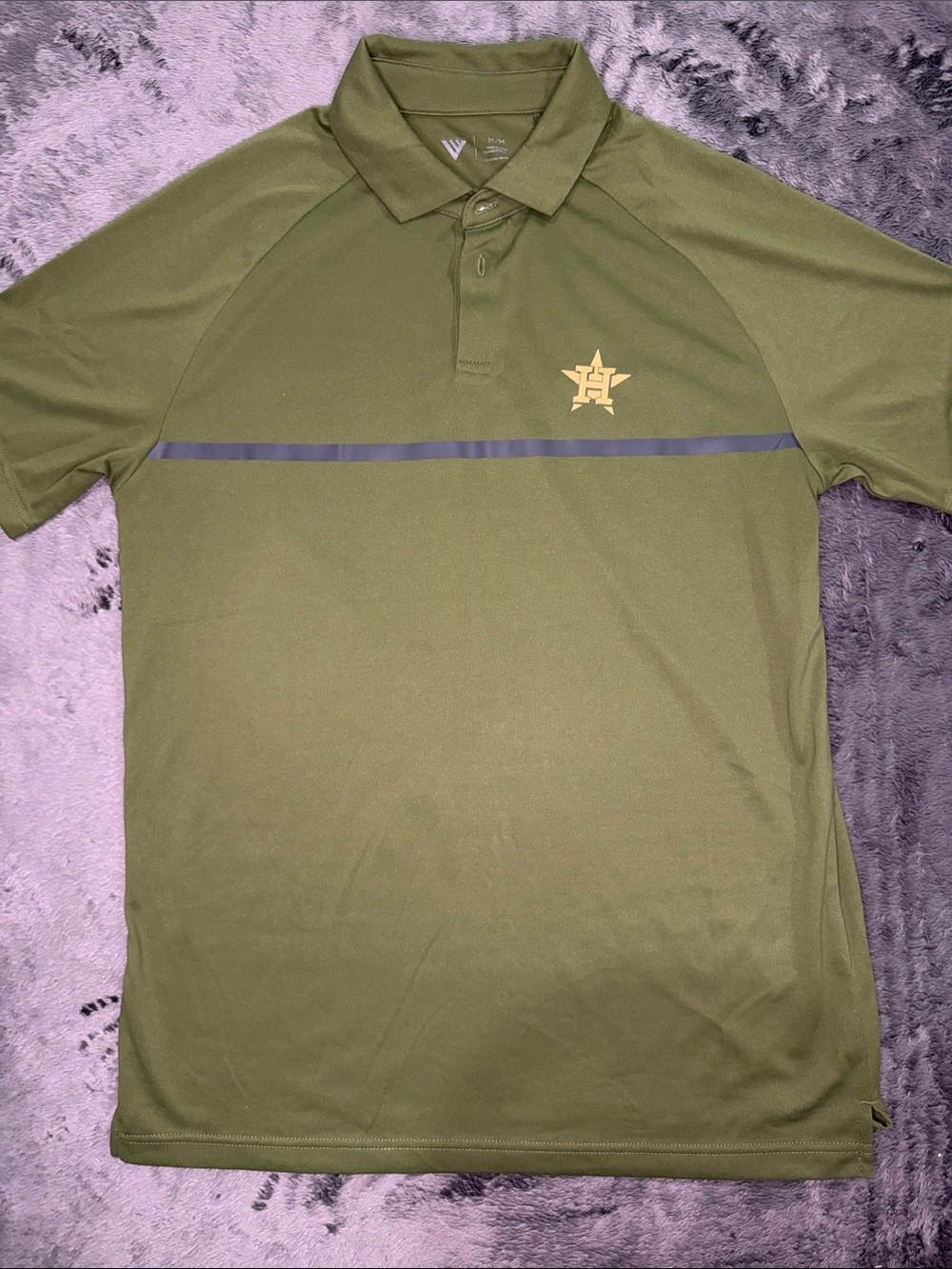 Men's Houston Astros Levelwear Olive‎ Delta Sector Raglan Polo - Picture 2 of 6